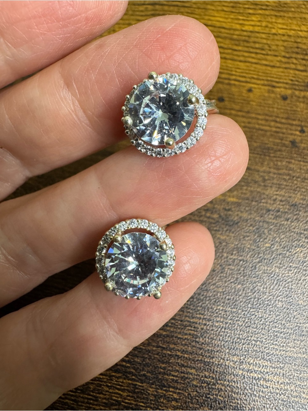 TJG Classic Round Halo Stud Clip Earrings in Clear Crystal and Silver
